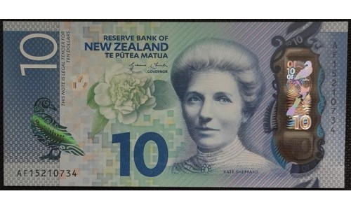 Новая Зеландия 10 долларов 2015 год, полимер пластик (New Zealand 10 dollars 2015, Polymer plastic) P 192 : UNC