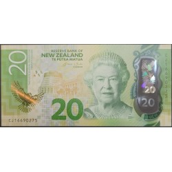Новая Зеландия 20 долларов 2016 год, полимер пластик (New Zealand 20 dollars 2016, Polymer plastic) P 193 : UNC