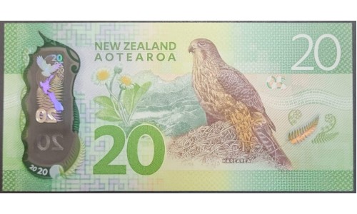 Новая Зеландия 20 долларов 2016 год, полимер пластик (New Zealand 20 dollars 2016, Polymer plastic) P 193 : UNC