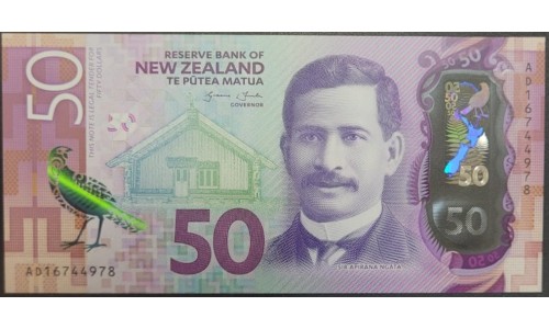 Новая Зеландия 50 долларов 2016 год, полимер пластик (New Zealand 50 dollars 2016, Polymer plastic) P 194 : UNC
