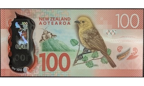 Новая Зеландия 100 долларов 2016 год, полимер пластик (New Zealand 100 dollars 2016, Polymer plastic) P 195 : UNC