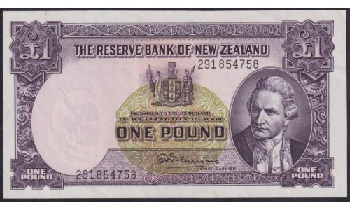 Новая Зеландия 1 фунт 1940-1955 годы (New Zealand 1 Pound 1940-1955) P 159a: XF/aUNC