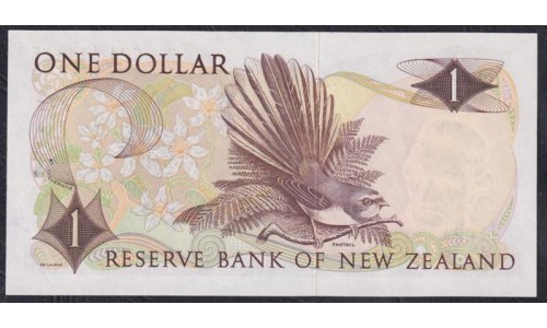 Новая Зеландия 1 доллар 1967-68 год, C24 111115, КРАСИВЫЙ НОМЕР (New Zealand 1 dollar 1967-68) P 163c: UNC 