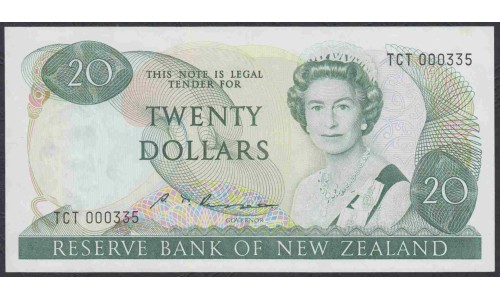 Новая Зеландия 20 долларов 1985-89 год, НИЗКИЙ НОМЕР!!!(New Zealand 20 dollars 1985-89) P 173b: UNC