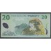 Новая Зеландия 20 долларов 2005 год, полимер пластик (New Zealand 20 dollars 2005, Polymer plastic) P 187b: UNC