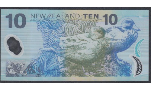 Новая Зеландия 10 долларов 2002 год, полимер пластик (New Zealand 10 dollars 2002, Polymer plastic) P 186a: UNC