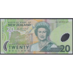 Новая Зеландия 20 долларов 1999 год, полимер пластик, серия АА (New Zealand 20 dollars 1999, Polymer plastic) P 187a: UNC