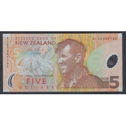 Новая Зеландия 5 долларов 2003 год, полимер пластик, серия АL (New Zealand 5 dollars 2003, Polymer plastic) P 185b: UNC