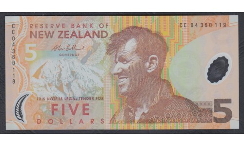 Новая Зеландия 5 долларов 2004 год, полимер пластик, серия BK & CC (New Zealand 5 dollars 2004, Polymer plastic) P 185b: UNC