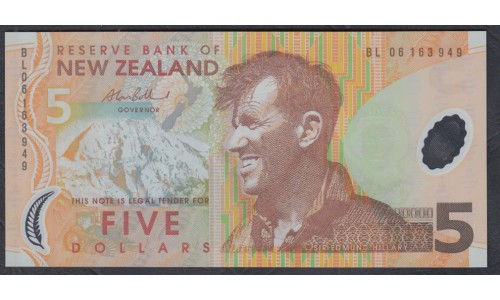 Новая Зеландия 5 долларов 2006 год, полимер пластик, серия BL & CF (New Zealand 5 dollars 2006, Polymer plastic) P 185b: UNC