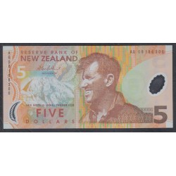 Новая Зеландия 5 долларов 2009 год, полимер пластик, серия AG (New Zealand 5 dollars 2009, Polymer plastic) P 185b: UNC