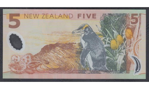 Новая Зеландия 5 долларов 2009 год, полимер пластик, серия AG (New Zealand 5 dollars 2009, Polymer plastic) P 185b: UNC