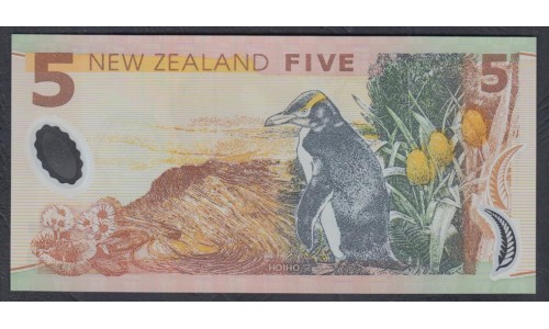 Новая Зеландия 5 долларов 2009 год, полимер пластик, серия BC & BF (New Zealand 5 dollars 2009, Polymer plastic) P 185b: UNC