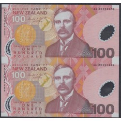 Новая Зеландия 100 долларов 1999 год, полимер пластик, Пара в Буклете Стартовой серии AA (New Zealand 100 dollars 1999, Polymer plastic) P 189a: UNC