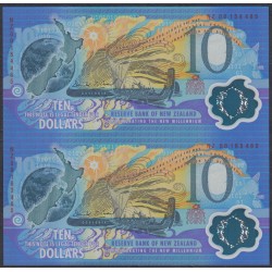 Новая Зеландия 10 долларов 2000 год МИЛЕНИМУМ, полимер пластик, Сдвоенная пара в Буклете, красная серия(New Zealand 10 dollars 2000, Polymer plastic, red serial) P 190b: UNC