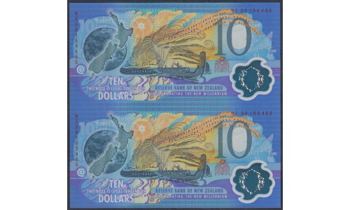 Новая Зеландия 10 долларов 2000 год МИЛЕНИМУМ, полимер пластик, Сдвоенная пара в Буклете, красная серия(New Zealand 10 dollars 2000, Polymer plastic, red serial) P 190b: UNC