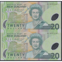 Новая Зеландия 20 долларов 1999 год, полимер пластик, Пара в Буклете Стартовой серии AA (New Zealand 20 dollars 1999, Polymer plastic) P 187a: UNC