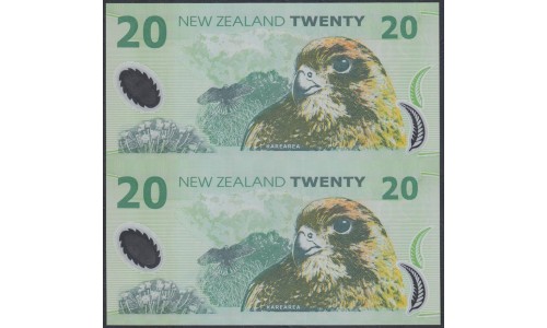 Новая Зеландия 20 долларов 1999 год, полимер пластик, Пара в Буклете Стартовой серии AA (New Zealand 20 dollars 1999, Polymer plastic) P 187a: UNC