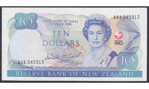 Новая Зеландия 10 долларов 1990 год, сери ААА (New Zealand 100 dollars 1990) P 176: UNC