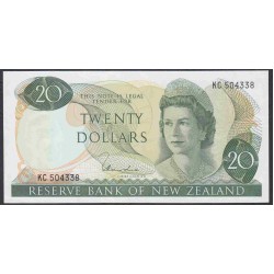 Новая Зеландия 20 долларов 1975-77 год, префикс КС (New Zealand 20 dollars 1975-77) P 167d: UNC