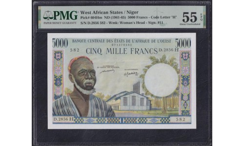 Нигер 5000 франков (1961-65) (NIGER 5000 francs (1961-65) P 604Hm : aUNC PMG 55 EPQ