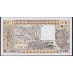 Нигер 1000 франков 1981 года, 810665. Нечастые (NIGER 1000 francs 1981) P 607Hb: UNC