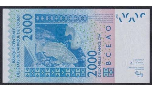 Нигер 2000 франков 2004 (NIGER 2000 francs 2004) P 616Hb: UNC