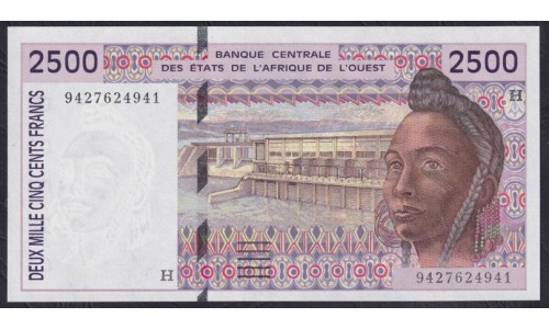 Нигер 2500 франков 1994 года, 9427624941, РЕДКОСТЬ!!! (NIGER 2500 francs 1994) P 612Hc: UNC
