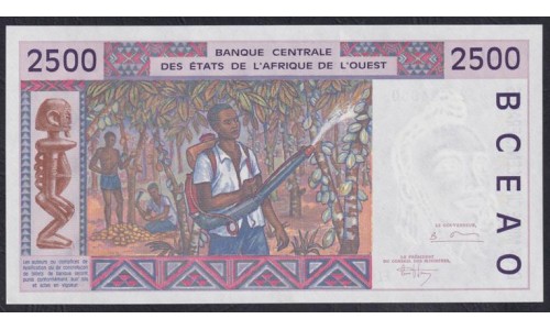 Нигер 2500 франков 1994 года, 9427624950, РЕДКОСТЬ!!! (NIGER 2500 francs 1994) P 612Hc: UNC