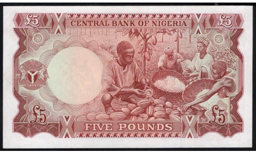 Нигерия 5 фунтов 1968 года, Редкие в Состоянии (NIGERIA 5 pounds 1968) P 13a: UNC