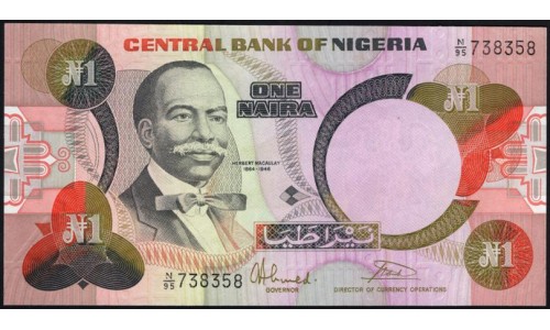Нигерия 1 найра (1984-2000) (NIGERIA 1 naira (1984-2000)) P 23b : aUNC