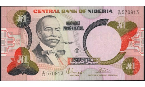Нигерия 1 найра (1984-2000) (NIGERIA 1 naira (1984-2000)) P 23b : UNC