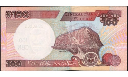 Нигерия 100 найра 1999, однолитерный числитель (NIGERIA 100 naira 1999) P 28b : UNC
