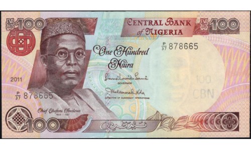 Нигерия 100 найра 2011 (NIGERIA 100 naira 2011) P 28k : UNC