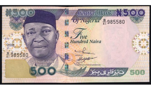 Нигерия 500 найра 2001 (NIGERIA 500 naira 2001) P 30a : UNC