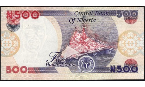 Нигерия 500 найра 2010, "бледная" (NIGERIA 500 naira 2010) P 30i : UNC
