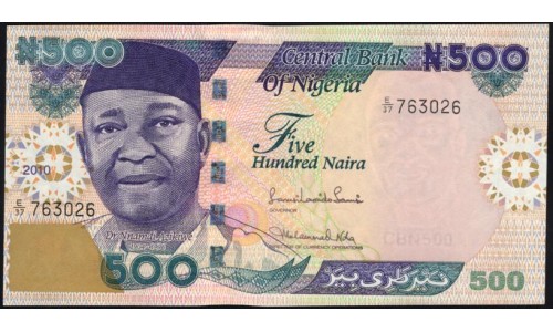 Нигерия 500 найра 2010 (NIGERIA 500 naira 2010) P 30i : UNC