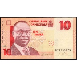 Нигерия 10 найра 2006, серия BZ (NIGERIA 10 naira 2006 prefix BA) P 33a : UNC