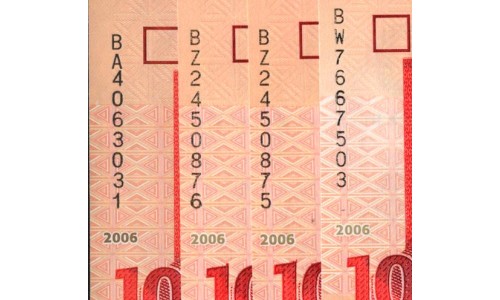 Нигерия 10 найра 2006, серия BA (NIGERIA 10 naira 2006 prefix BA) P 33a : UNC