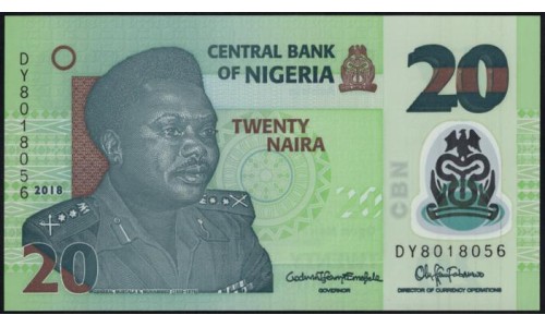 Нигерия 20 найра 2018, серия DY (NIGERIA 20 naira 2018, prefix DY) P 34n : UNC