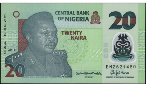 Нигерия 20 найра 2018, серия EN (NIGERIA 20 naira 2018, prefix EN) P 34n : UNC
