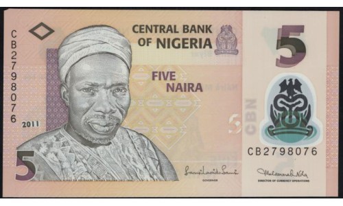 Нигерия 5 найра 2011 (NIGERIA 5 naira 2011) P 38с : UNC