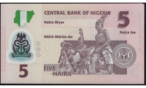 Нигерия 5 найра 2011 (NIGERIA 5 naira 2011) P 38с : UNC