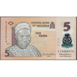 Нигерия 5 найра 2013, серия XJ (NIGERIA 5 naira 2013, prefix XJ) P 38d : UNC