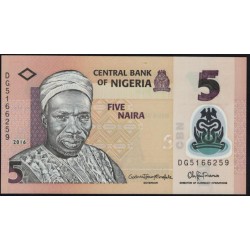 Нигерия 5 найра 2016 (NIGERIA 5 naira 2016) P 38g : UNC