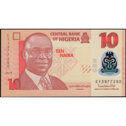 Нигерия 10 найра 2019 (NIGERIA 10 naira 2019) P 39 : UNC