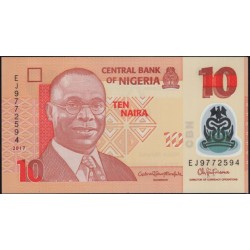 Нигерия 10 найра 2017, красная (NIGERIA 10 naira 2017) P 39h : UNC