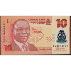 Нигерия 10 найра 2017, бледная (NIGERIA 10 naira 2017) P 39h : UNC