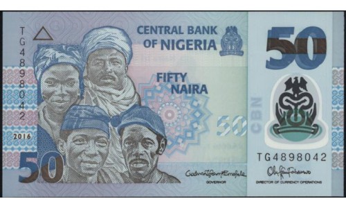 Нигерия 50 найра 2016 (NIGERIA 50 naira 2016) P 40f : UNC