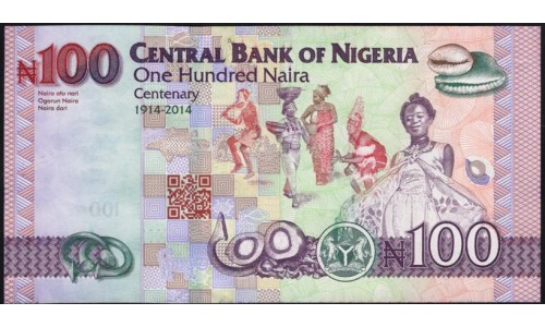 Нигерия 100 найра 2014 (NIGERIA 100 naira 2014) P 41(14-2) : UNC